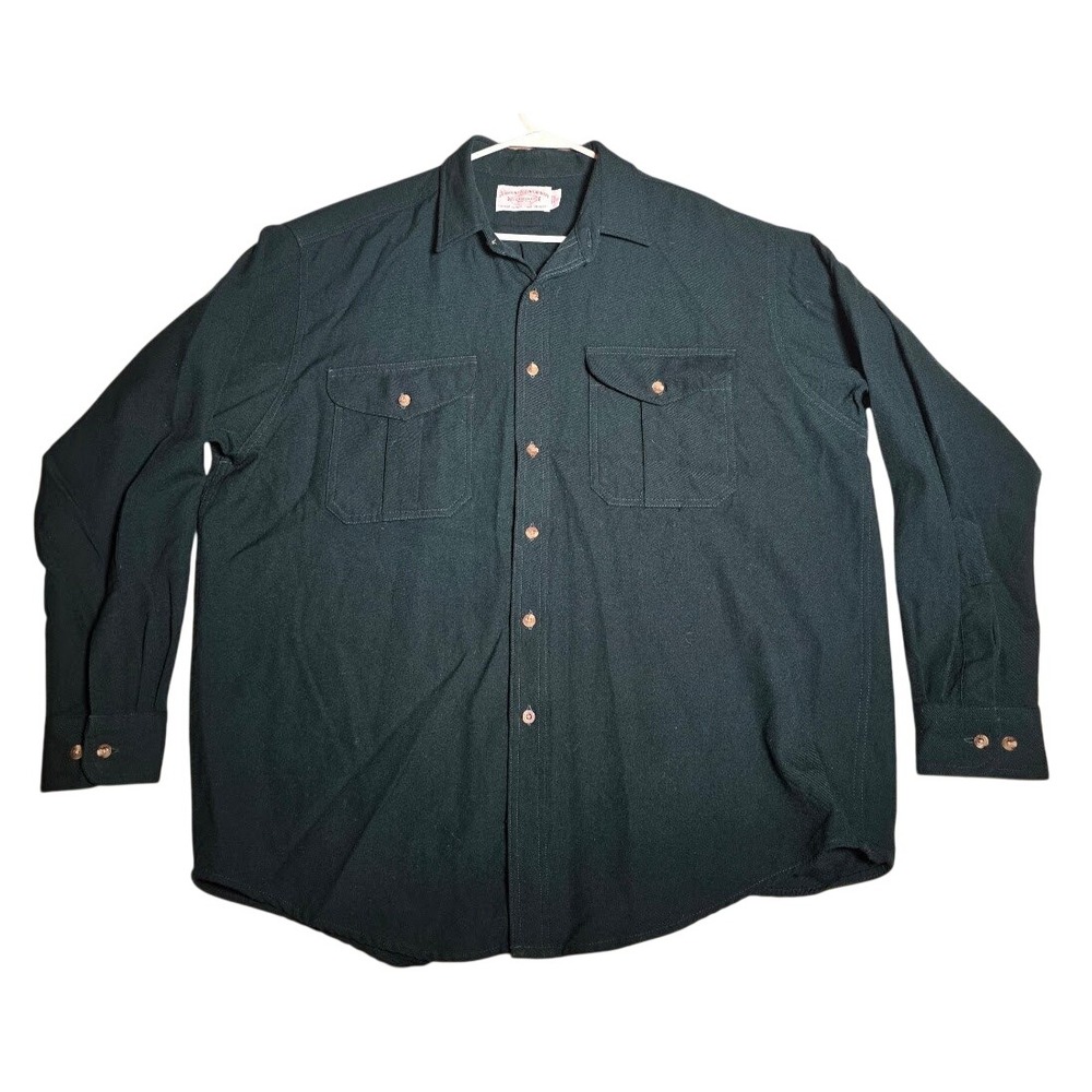Vntg Filson Mens XL wool shirt made USA Green C.C.Filson Seattle heavy shirt